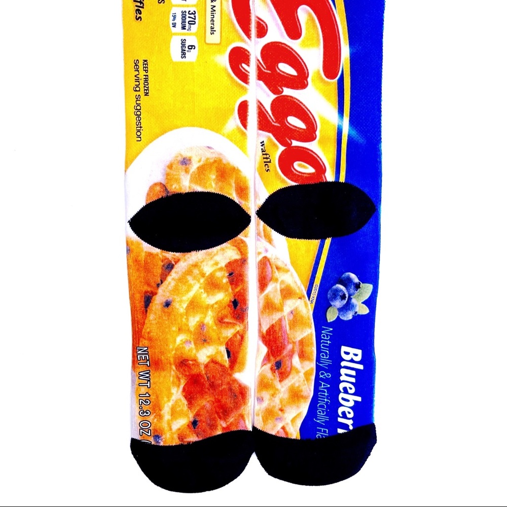 Odd Sox Eggo Blueberry Waffle Box Crew Socks Mens Womens Novelty Gift - Picture 6 of 7